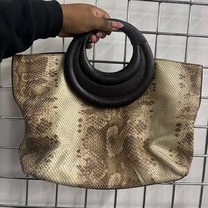 Donald J. Pliner Snake Print Bag with Black Handles